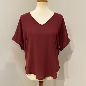 ❄️4 for $20 Lush • Burgundy Sheer Chiffon Oversized Top